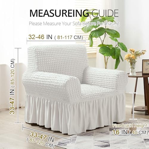 NICEEC Ivory Armchair Slipcover 1 Piece Universal High Stretch Furniture Protector