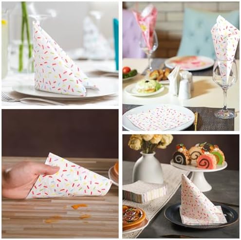 100 Pcs Sprinkles Napkins 2 Ply Disposable for Baby Shower Birthday Party