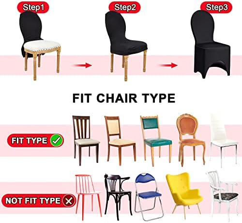 Tudomro 50 Pcs Black Polyester Spandex Chair Covers