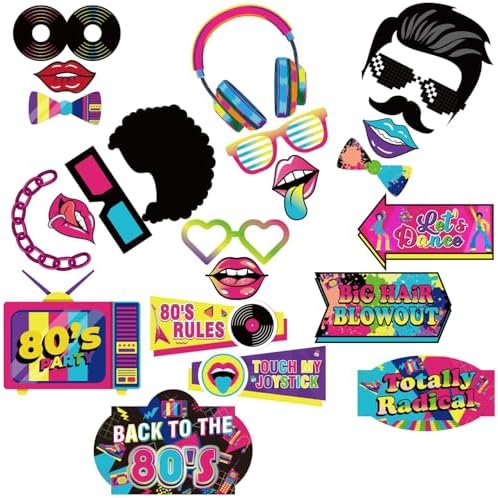 M AMFEOV 80s Photo Booth Props 40 Pcs Set