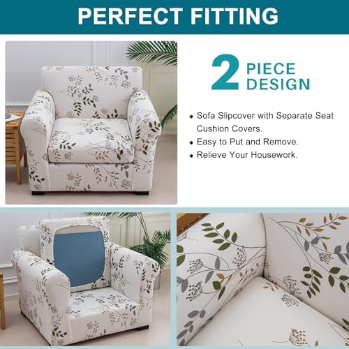 KRFOONN 2 Piece Sofa Slipcover with Elastic Bottom