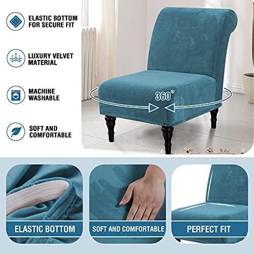 HVERSAILTEX Velvet Armless Chair Cover Peacock Blue