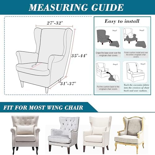 HFCNMY Wingback Chair Covers 2 Piece Stretch Velvet