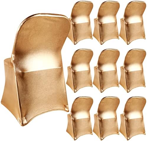 Kinlop 10 Pcs Gold Spandex Stretch Chair Covers
