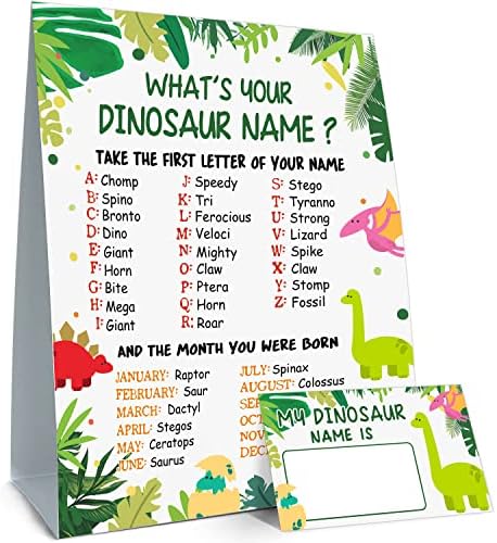 Dinosaur Name Game with 30 Cards and Sign