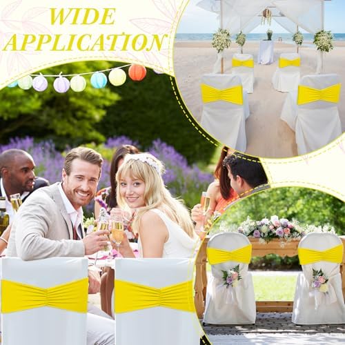 Moukeren 100 Pcs Spandex Chair Sashes for Weddings and Parties