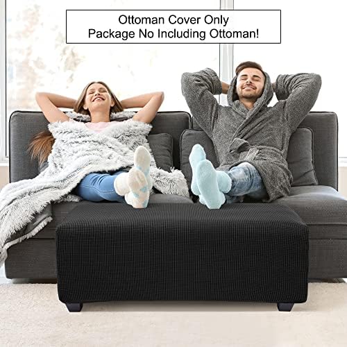 PiccoCasa High Stretch Ottoman Cover X-Large Black 1