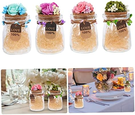 PRETYZOOM 4pcs Glass Candy Bottles for Wedding Favors and Storage