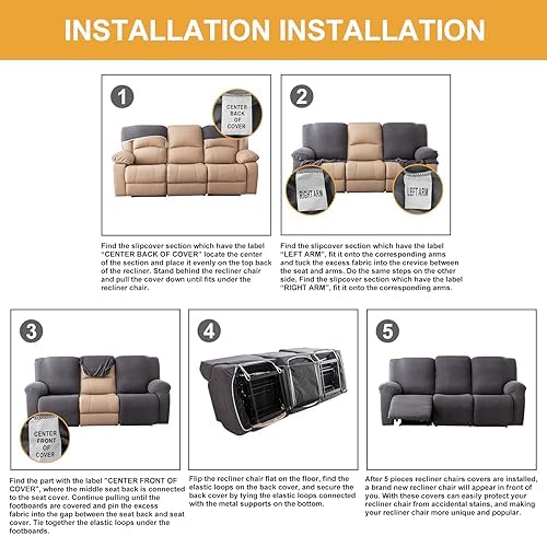 Genina Recliner Slipcover for 3 Seat Washable Jacquard Furniture Protector