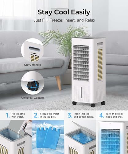 PNTCK Portable Air Cooler with 19ft Remote and 21Gal Tank
