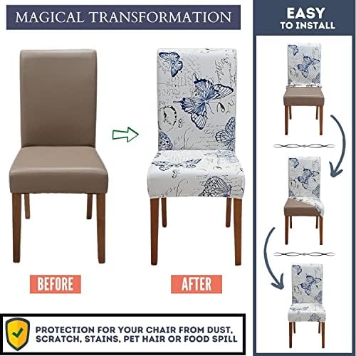 Springrico Chair Covers for Dining Room Set of 4 Stretchy and Washable