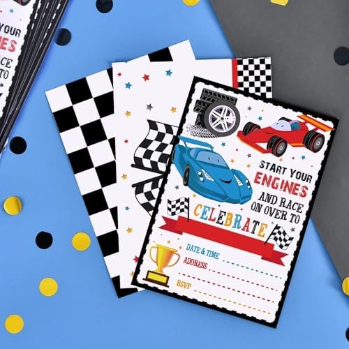 20 Piece Racing Car Party Invitation with Envelopes