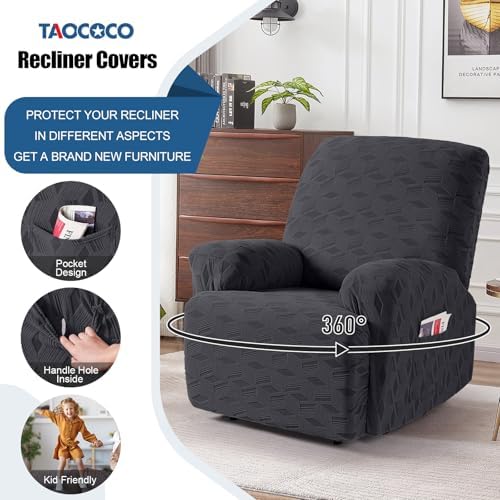 TAOCOCO Recliner Chair Cover 3-Piece Set Charcoal Gray