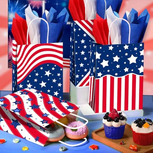 JOYGATHER 24 Pcs Patriotic Party Favor Bags