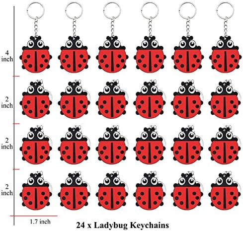 24 Pack Ladybug Keyring Party Favor for Kids