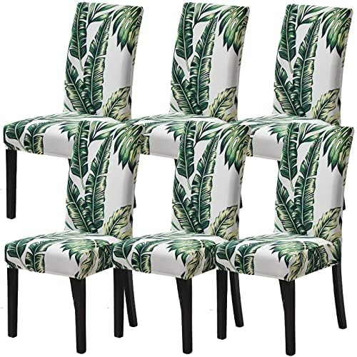 Palm Green Dining Chair Covers Set of 6 Parson Slipcovers