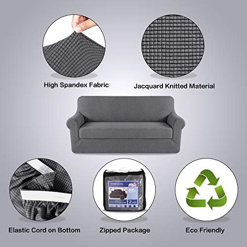 HVERSAILTEX 2 Piece Sofa Slipcover - Charcoal Gray 1