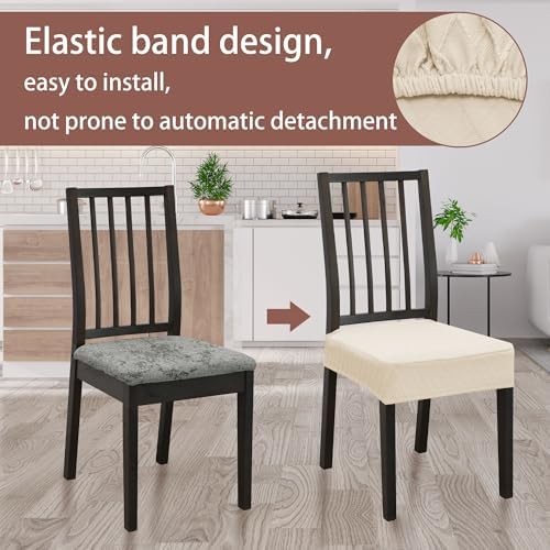 Dining Chair Covers Set of 4 with Zipper and Elastic Edges