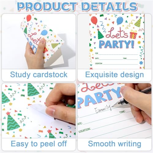 30 Packs Rainbow Dot Party Invitations with Envelopes