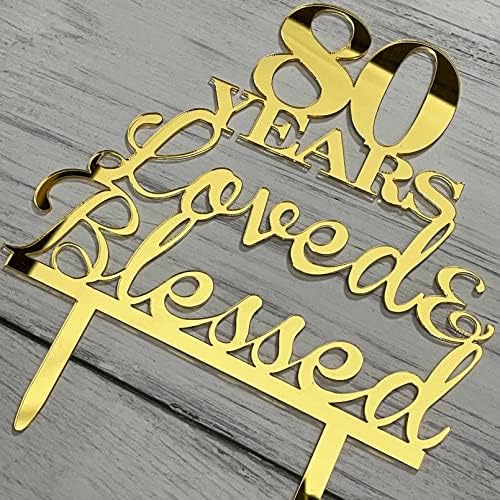 JIEEIN 80th Birthday Mirror Gold Acrylic Cake Topper