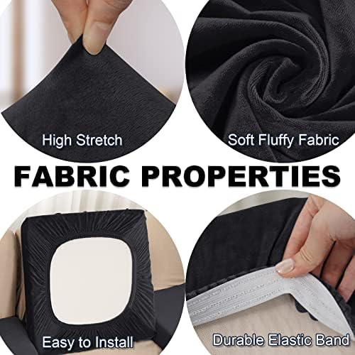 Velvet Sectional Couch Cover with Pillowcases Black