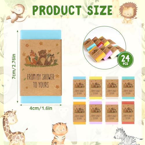 24 Pcs Woodland Baby Shower Soap Favors With Labels