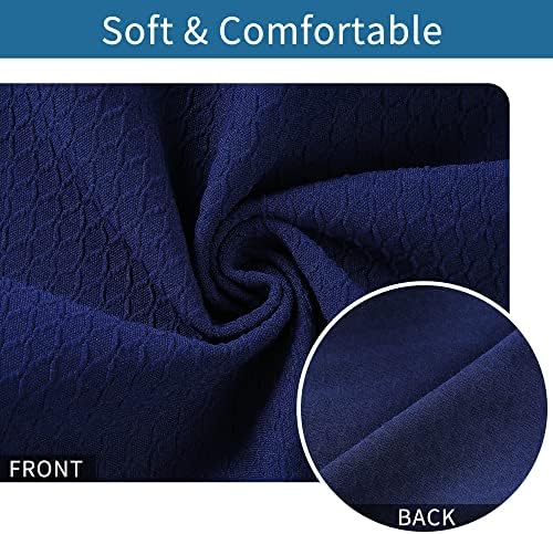 Smiry Dining Chair Covers Set of 6 Navy Blue Stretch Jacquard