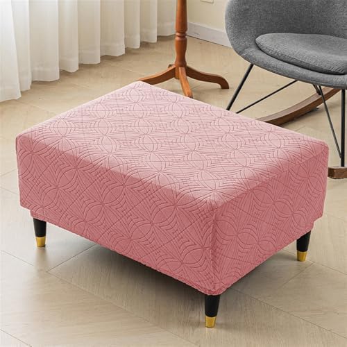 Heavyoff Rectangular Ottoman Cover with Elastic Bottom Pink Small