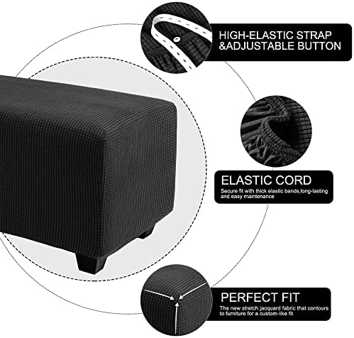 PiccoCasa High Stretch Ottoman Cover X-Large Black 1