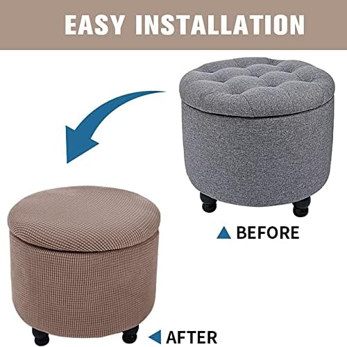 Large Round Ottoman Slipcover with Storage Lid Cover 1
