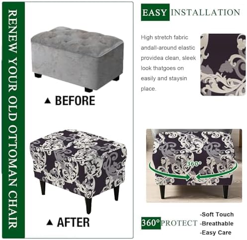 CRFATOP Large Ottoman Chair Slipcover with Printed Pattern 1