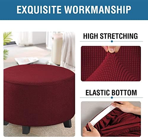 DKSLIPGO Round Ottoman Slipcover with Elastic Fit