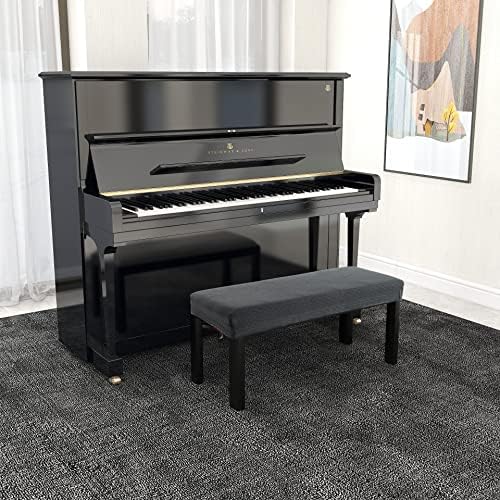 BUYUE Luxury 2-Person Piano Bench Cover Stretch Jacquard Washable Rectangle M Grey