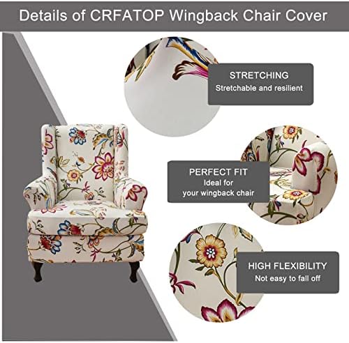 CRFATOP 2 Piece Stretch Wingback Chair Covers