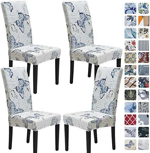 Springrico Chair Covers for Dining Room Set of 4 Stretchy and Washable