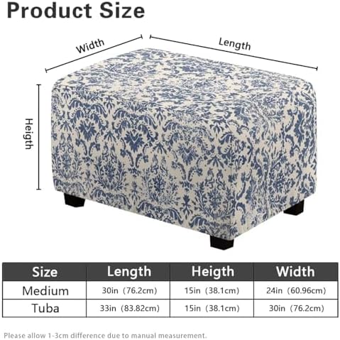 Retro Pattern Large Ottoman Slipcover Footstool Cover