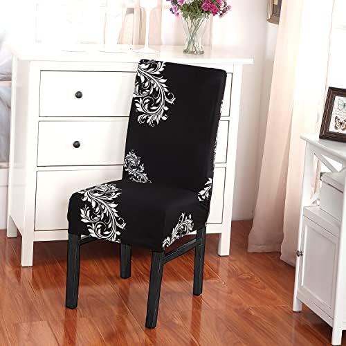 Dining Chair Covers Set of 4 Stretch Slipcovers Black Wing High Back