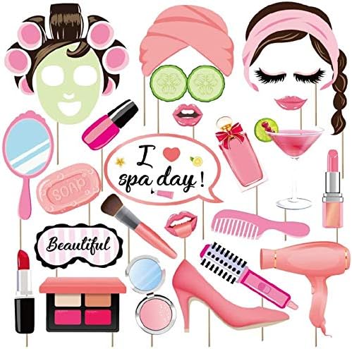 25Pcs Spa Photo Booth Props with Stick