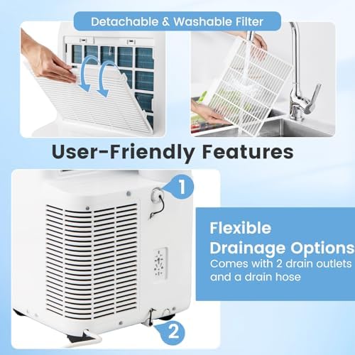 ARLIME 14000 BTU Portable AC Unit with Wi-Fi Fan and Dehumidifier