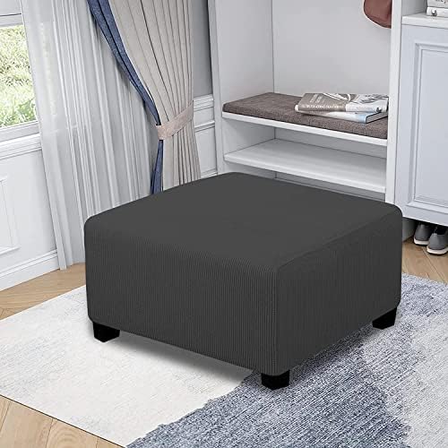 Square Ottoman Cover 18x18 20x20 36x36 Stretch Velvet Slipcover 1