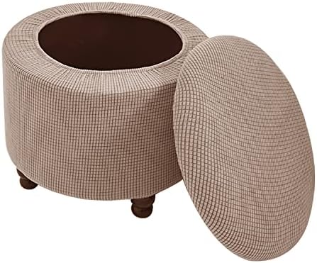Stretch Khaki Jacquard Fabric Stool Cover for Home Decor