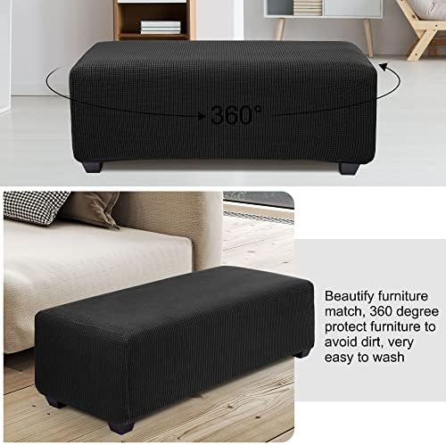 PiccoCasa High Stretch Ottoman Cover X-Large Black 1