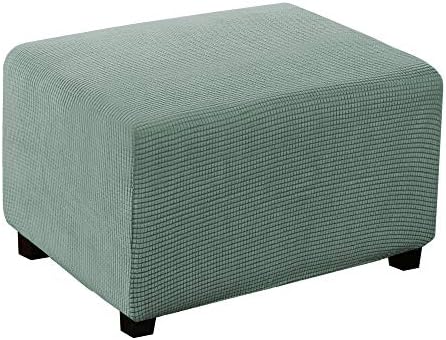 Turquoize Stretch Jacquard Ottoman Cover Dark Cyan
