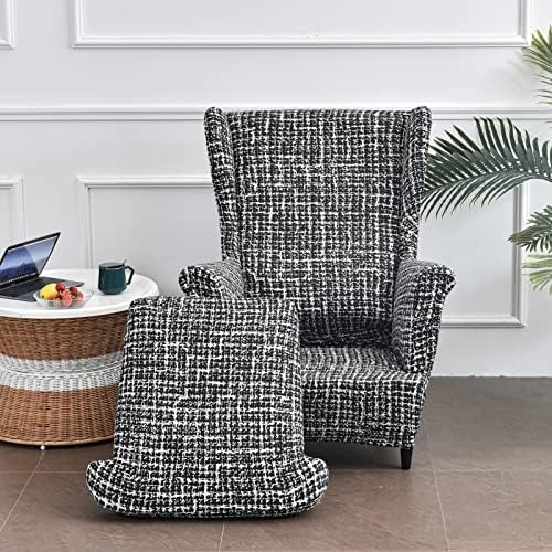 Wingback Chair Slipcovers 2 Piece Linen Textured