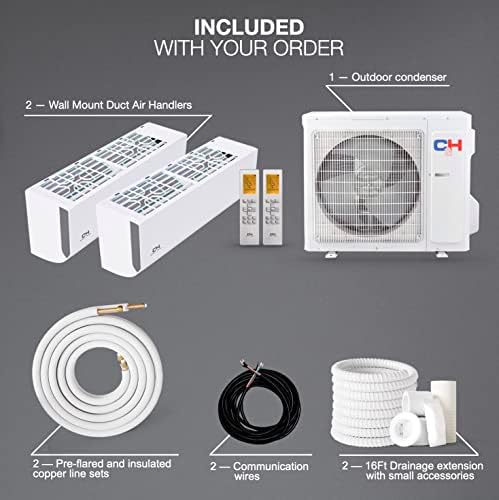 Cooper Hunter Dual Zone Ductless Mini Split Air Conditioner Heat Pump Full Set