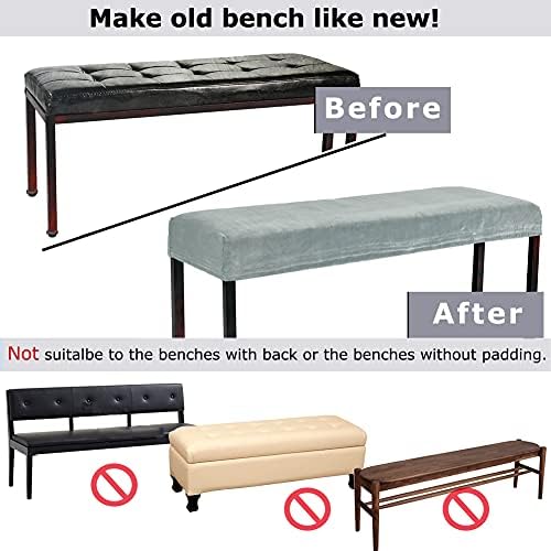SINOSSO Soft Velvet Bench Cover for Rectangular Chairs XL Dark Grey