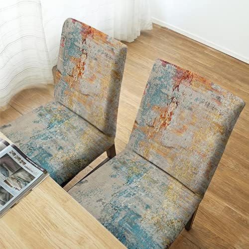 Rust Teal Chair Cover Boho Art Dining Set of 4