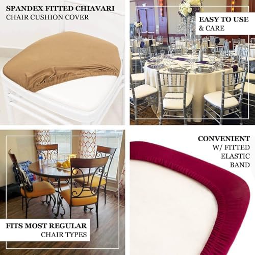 Efavormart 5 Pack Ivory Spandex Dining Chair Cushion Covers