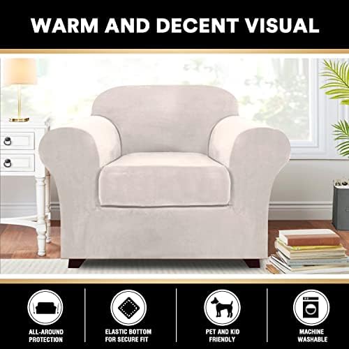 PrinceDeco Velvet Plush Chair Cover 2 Piece Set