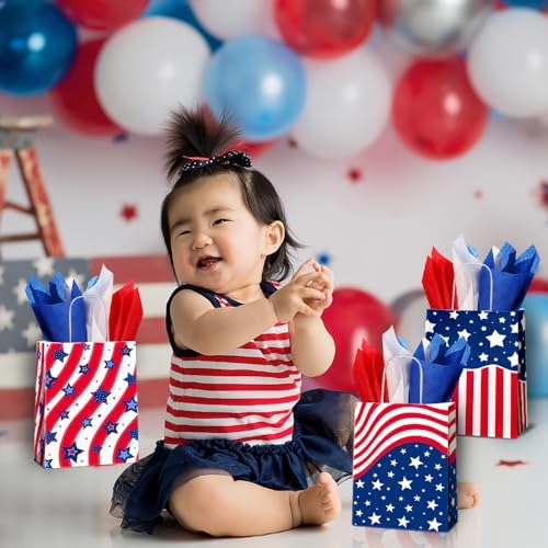 JOYGATHER 24 Pcs Patriotic Party Favor Bags